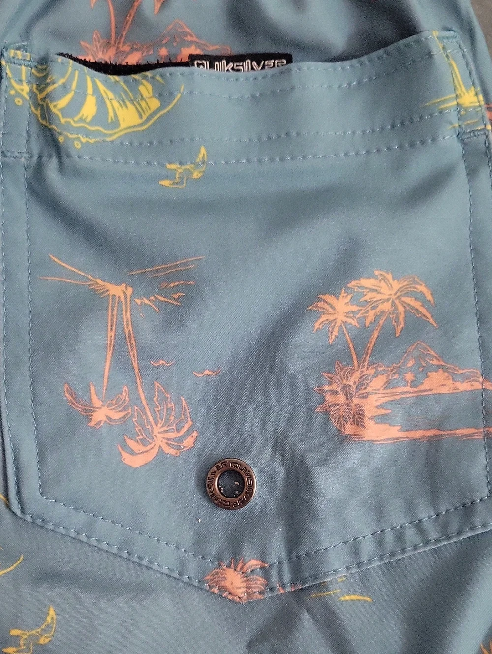 Quicksilver Kids' Light Blue Palm Print Swim Trunks Size XS 5/6